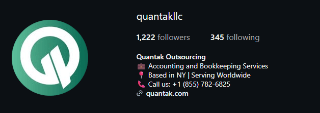 Quantak Instagram profile after follower growth