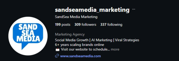 SandSea Media Instagram profile before follower growth